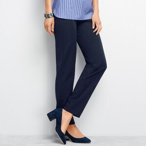 Talbots Refined Bi-Stretch Straight Leg Pants Preppy Office Blue Black Size 14